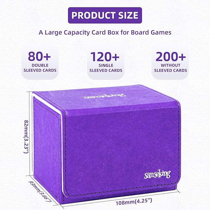Magic Card Deck Box for MTG Single Deck Card Box fits 100+ TCG Sleeved Cards Tyvek® Paper Card Box Top Loading Card Boxes Magic Gift for MTG TCG CCG (Horizontal,Purple) - Image 2