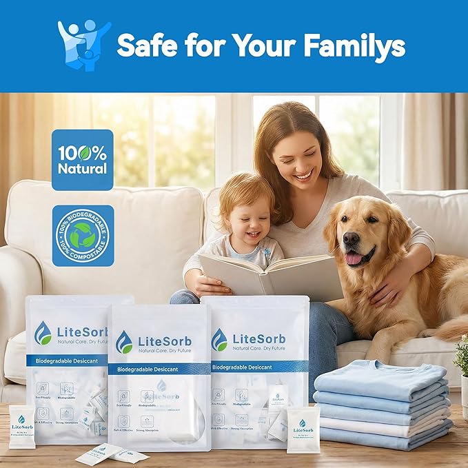 Natural Moisture Absorbers, Premium Moisture Absorption Desiccants Safe for Food, Luxury, Collectibles, Handbags, Shoes, Camera, Guitar Eco-Friendly & Biodegradable(30g x 4pcs) - Image 2