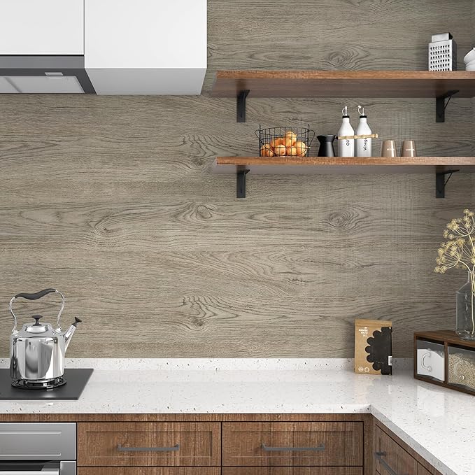 WESTICK Light Wood Contact Paper Brown Wood Grain Wallpaper Peel and Stick Countertops Waterproof Wood Countertop Contact Paper for Kitchen Island Table Cabinets Dresser Desk Shelf Liner 15.8" x 78" - Image 5