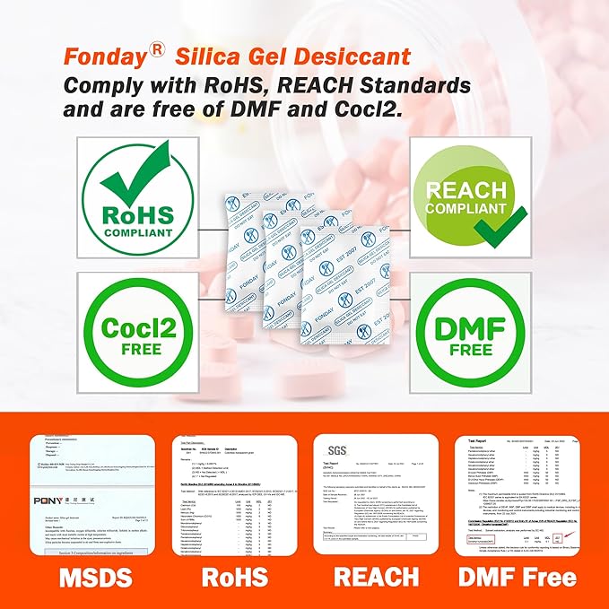 2g x 1000 Packs Fonday Food Grade Silica Gel Desiccants Packs Moisture Absorbers Dehumidifier for Food Storage, Electronics, 3D Filament & Safes - Image 4