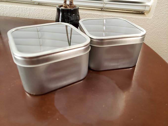 Square Metal Tin Box Storage Containers with Windowed Lids - 4x4x2.25 Inches, 16 oz. - Set of 2 - Image 5