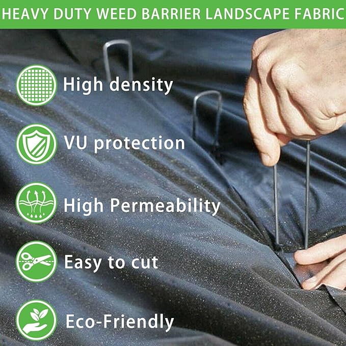 3ft x300ft Pro Black Weed Barrier, 6oz Premium Landscape Fabric-Heavy Duty Woven Ground Cloth with Superior Permeability Weed Control Convenient Design - Image 5