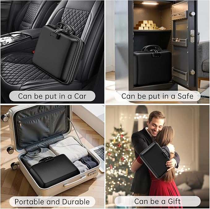 ENGPOW Fireproof Document Box with Lock, Hard Case Fire & Water Resistant File Organizer with 25-Pocket Accordion File Folder, Portable Home Office Safe Storage for Important Documents Laptop Black - Image 4