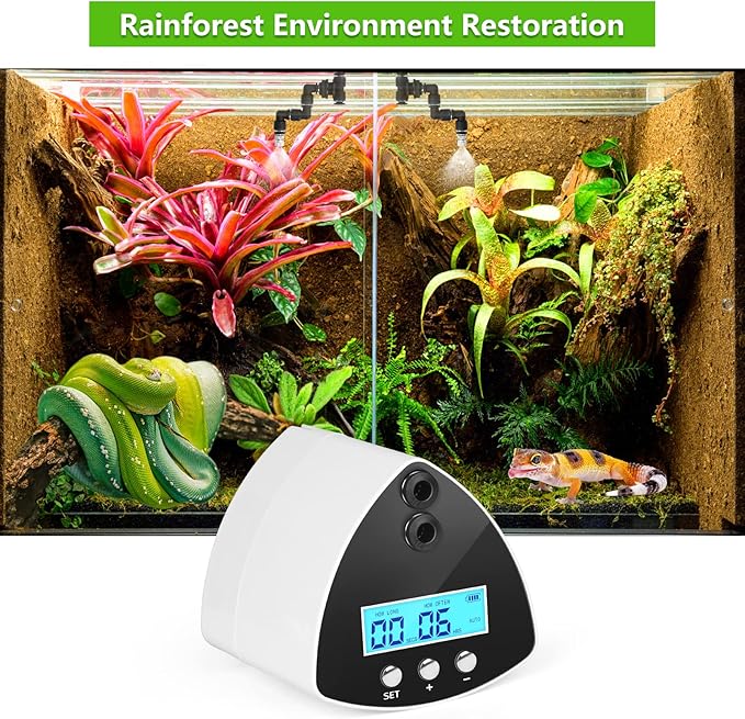 Reptile Misting System | Automatic Humidifier with 2 Nozzles, LCD Screen & Timer for Terrariums - Image 7