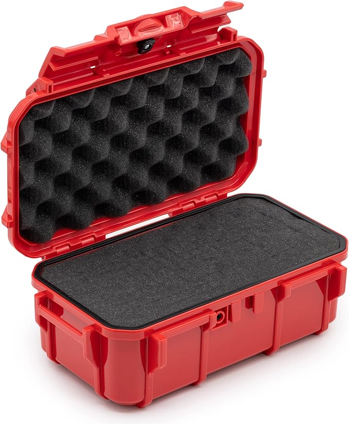 Evergreen 57 Waterproof Dry Box Protective Case with Pick & Pluck Foam - Travel Safe/Mil Spec/USA Made - for Cameras, Phones, Hiking, Boating, Water Sports, Action Cams (Red) by EvergreenCases