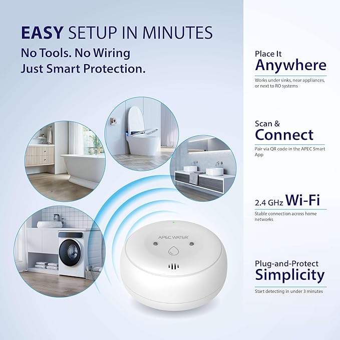 APEC WATER WiFi Water Leak Detector for Home, App Connected get Real-Time Alerts, Highly Reliable Dual Sensor Wet Moisture Detection (1PK) - Image 5