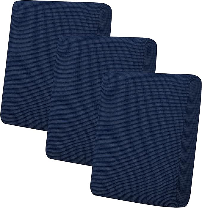 Easy-Going Stretch Individual Chair Couch Cushion Cover Sofa Cushion Furniture Protector Sofa slipcover Soft Flexibility with Elastic Bottom (3-Piece Sofa Cushion Cover, Navy) by Easy-Going