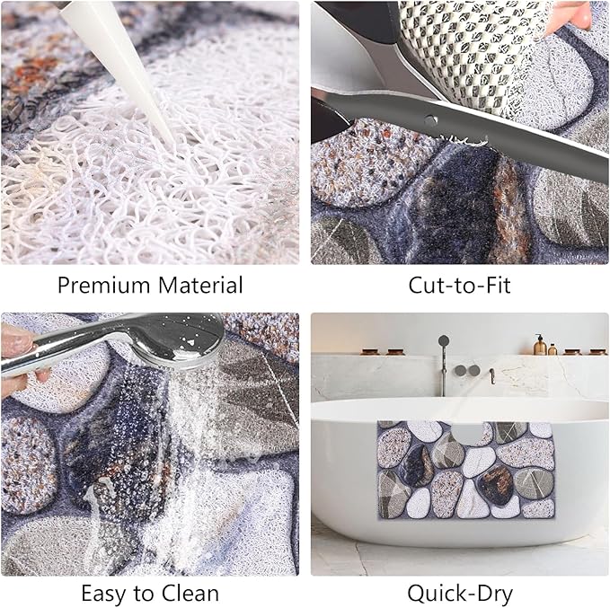 Square Shower Mat Non Slip: 36x36 Inch Extra Large Shower Mats with Drain Hole in Middle -Anti Slip Shower Mats for Inside Shower -Loofah Shower Floor Mat Bath Mat for Shower Stall Bathtub Elderly - Image 6
