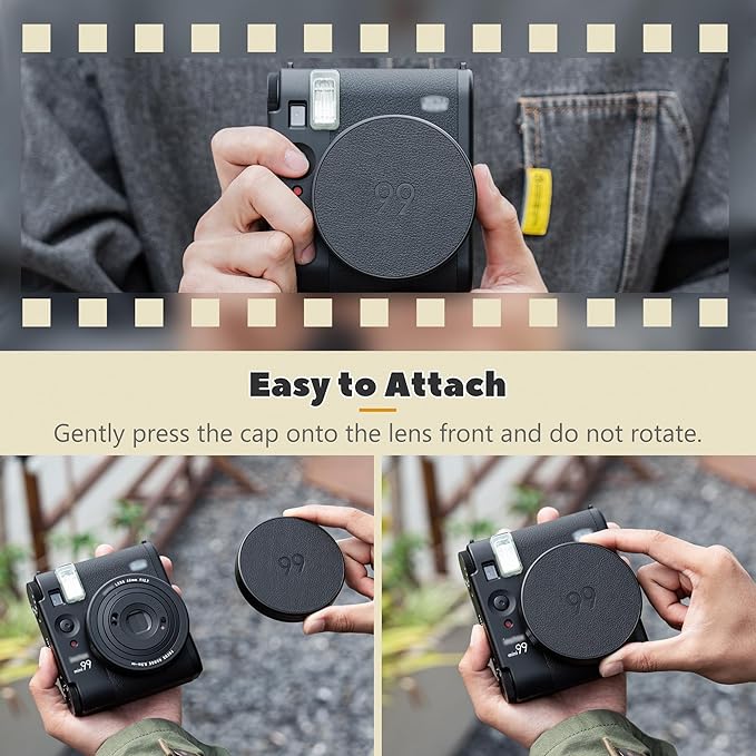 Retro Leather Lens Cap for Fujifilm Insta Mini 99,Aluminum Anti-Dust Anti-Scratches Lightweight Camera Lens Cover with Soft EVA Interior, Accessories for Fuji Mini 99 Lens Protection Cover - Image 2