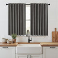 RYB HOME Grey 100% Blackout Short Curtains 52 Width 45 inch Length, Light Blocking & Thermal Insulated Curtains for Kitchen/Small Window/Bathroom/Basement, 2 Panels by RYBHOME