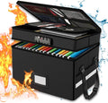 RHM Fireproof Document Box with Lock, 2 Layer Fire Proof File Box for Documents with Handle, Portable Home Office Fire Safe Document Box for Hanging Letter/Legal Folder/Certificate by RHM