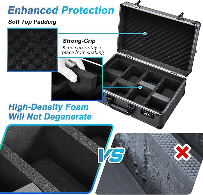 X-Large 4-Row Graded Card Storage Box with Combo Lock - Secure Organizer for Graded Card Slabs, Toploaders, and Sports Trading Cards - Gunmetal Gray - Image 3