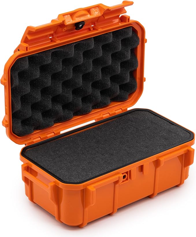 Evergreen 57 Waterproof Dry Box Protective Case with Pick & Pluck Foam - Travel Safe/Mil Spec/USA Made - for Cameras, Phones, Hiking, Boating, Water Sports, Action Cams (Orange) by EvergreenCases