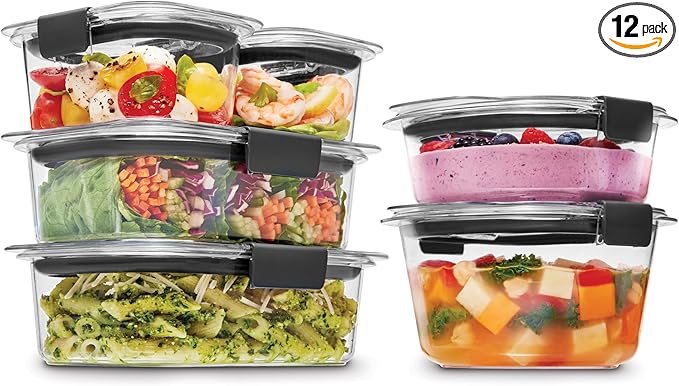 Rubbermaid Brilliance® Round and Rectangular Leak Proof Food Storage Containers, 12 Piece Set by Rubbermaid