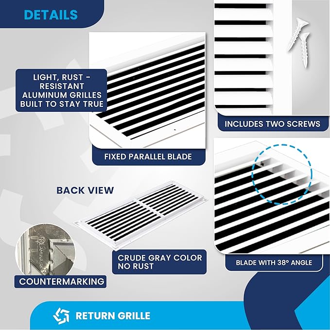 36x10 Inch (Duct Opening) Air Return Vent Cover Decorative – Premium Aluminum AC Vent Cover for Ceiling & Wall, Rustproof Grille, Ideal for Home HVAC Grille, Durable & Easy to Install by ACLAMINAIRE - Image 9