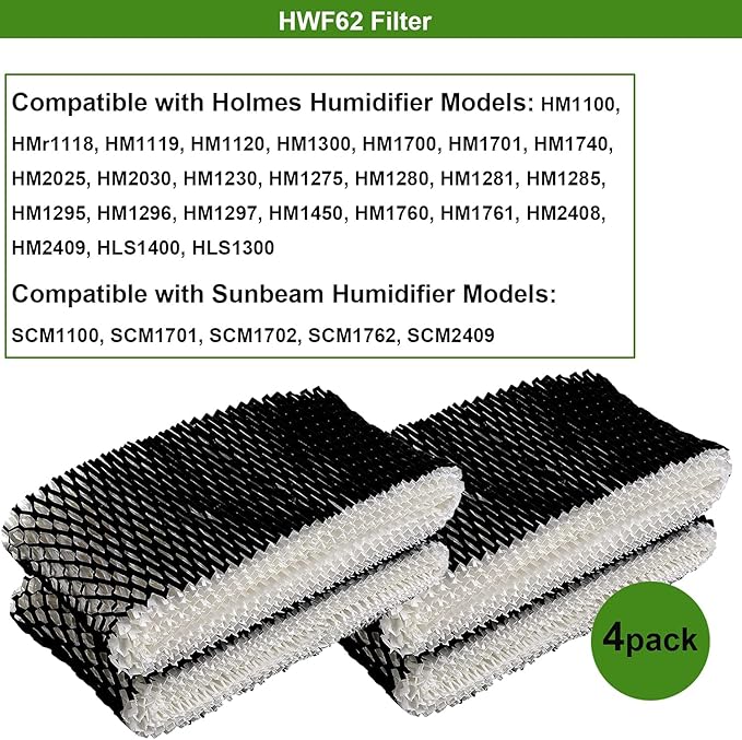 4-Pack Humidifier Wicking Filter Compatible with Holmes HWF62 & HWF62CS, Filter A Replacement Parts HM1701, HM1761, HM1300,HM1100 - Image 2