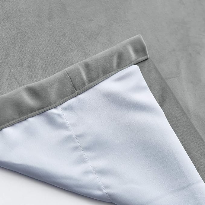 ChadMade Blackout Lined Premium Velvet Curtain Grey 100Wx120L Inch (1 Panel), Eyelet Grommet for Livingroom Bedroom Theater Studio, Leon Collection - Image 5