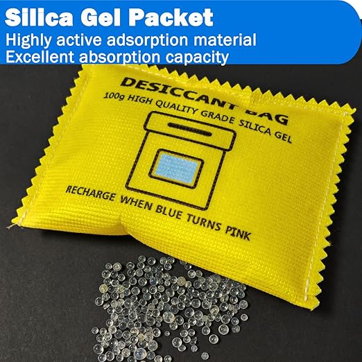 100g Rechargeable Desiccant Silica Gel Beads Pack Lab Desiccants Bag Rechargeable Moisture Absorbing for Storage Bins and Totes(6pack) - Image 3