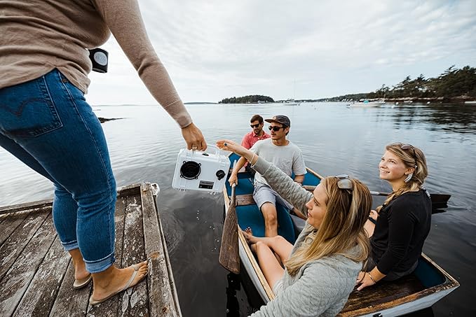 DemerBox: Waterproof, Portable, and Rugged Outdoor Bluetooth Speakers. Loud Sound + Deep Bass, 40+ hr Battery Life, Dry Box + USB Charging, Multi-Pairing Party Mode (Jetport Silver, DB1) - Image 7