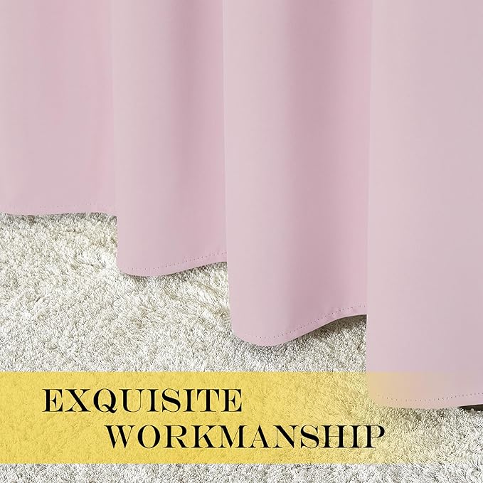NICETOWN Blackout Patio Curtains 100 x 95 Inches Long for Sliding Door Extral Wide Blackout Curtain Panels Thermal Insulated Room Divider - Grommet Top, 100" W x 95" L, 1 Panel, Baby Pink - Image 6
