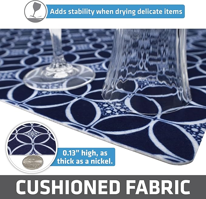 Drymate Premium Luxury Shelf & Drawer Liner, Thick Cushioned Fabric, Non-Adhesive, Absorbent, Waterproof, Slip-Resistant, Liners for Kitchen Cabinets, Cupboards (USA Made)(12”x59”)(24-Pack)(Indigo) - Image 5