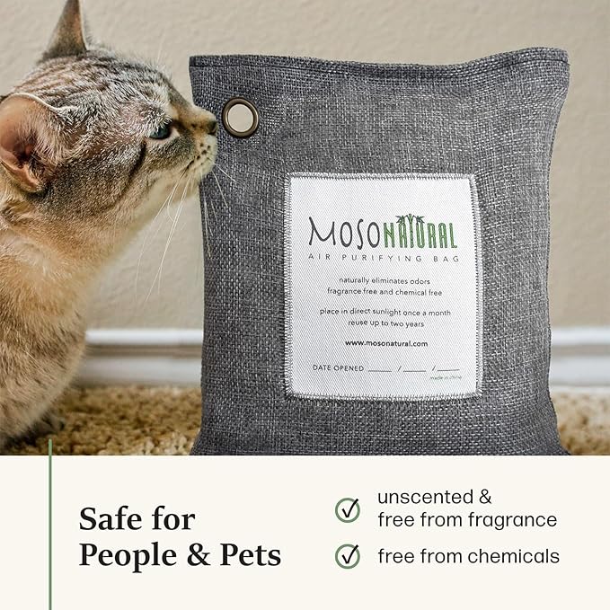 Moso Natural Air Purifying Bag 500g (2 Pack) Premium Bamboo Charcoal Odor Absorber for Home, Bedroom, Kitchen, Basement | Unscented Pet Odor Eliminator | Large Charcoal Deodorizer Bag Covers 250sqft - Image 7