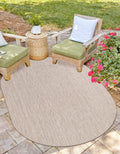 Unique Loom Outdoor Solid Collection Area Rug (5' 3" x 8' Oval Beige/Ivory) by UniqueLoom