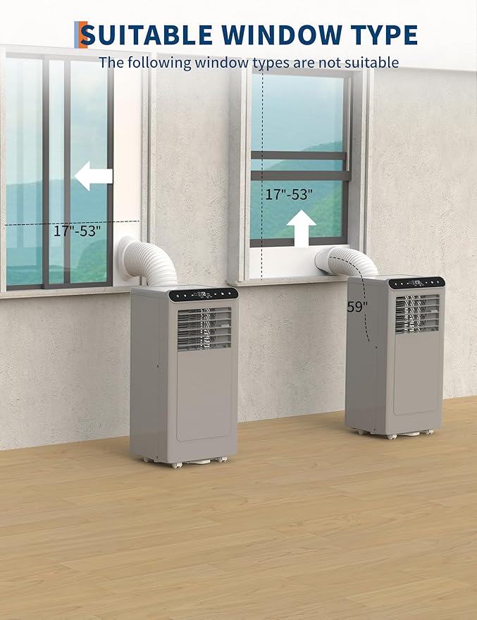 GarveeHome 8,000 BTU Portable Air Conditioners with Dehumidifier & Fan, Standing Air Conditioner Cools Up to 350 Sq.Ft., Smart Mode, Remote, Auto Swing, 24H Timer, Include Installation Kits, Grey - Image 7