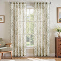 jinchan Linen Blend Floral Curtains for Living Room 90 Inch Length Farmhouse Printed Curtain Rod Pocket Back Tab Sage Green Peony Flower Patterned Drapes Bedroom Curtains Set 2 Panels by JINCHAN