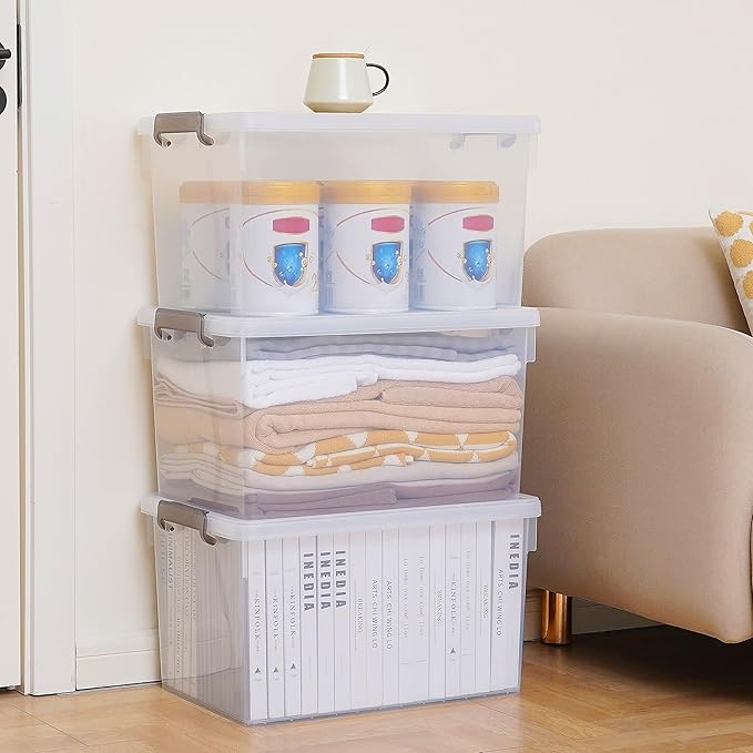 Citylife 48 Qt. Plastic Storage Bins with Lids Large Stackable Storage Containers for Organizing Clear Durable Storage Box, 4 Pack - Image 2