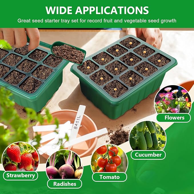 YAUNGEL Self-Watering Seed Starter Trays with Grow Light, 6-Pack 72-Cell Seed Starter Kit with Timing Controller Adjustable Brightness, Thicken Seed Starter Kit Humidity Dome Heightened Lids, Green - Image 7