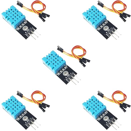 DHT11 Module Temperature and Humidity Sensor for Arduino, ESP32, ESP8266, Raspberry Pi, 5 Pieces by DIYables