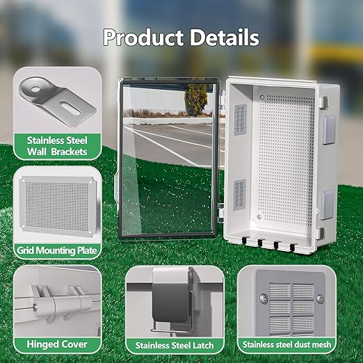 ABS Electrical Junction Box, Ventilated Design, Cable Grommets, IP65 Waterproof Enclosure, Indoor/Outdoor Use with Mounting Panel. (Clear Cover, 15.7"x11.8"x7.1") - Image 4