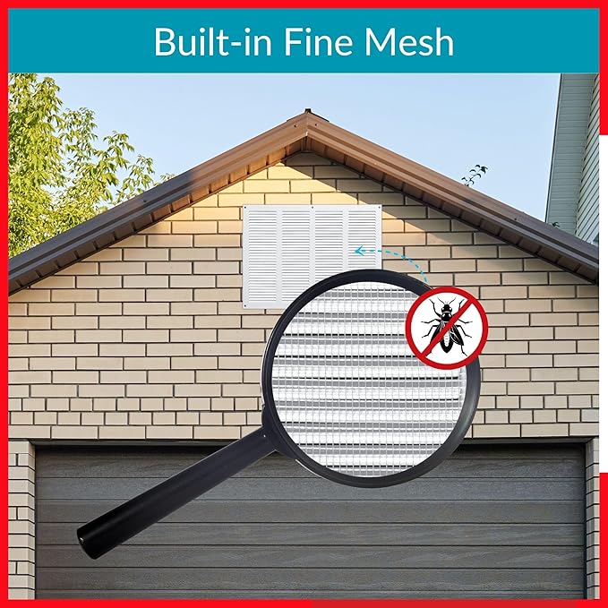 14x8 Vent Cover (duct opening) - White HVAC Return Air Grille for Wall and Ceiling - Metal AC Vent Cover with Mesh - Rectangular Ventilation Register - External Dimensions: 15.75" W x 11.81" H - Image 5