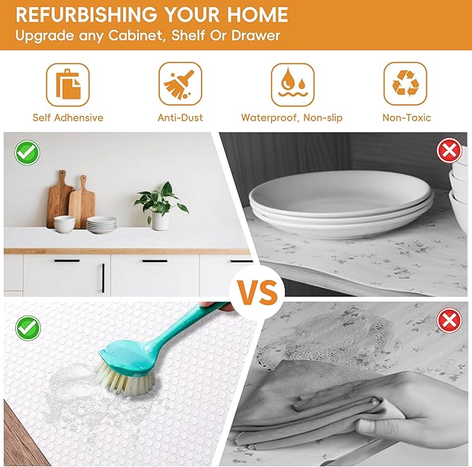 Extra Large White Shelf Liner Roll, Peel and Stick Non Slip Cabinet Liner 24" x 20 FT, Waterproof Heavy Duty Shelf Paper for Kitchen & Pantry - Image 5