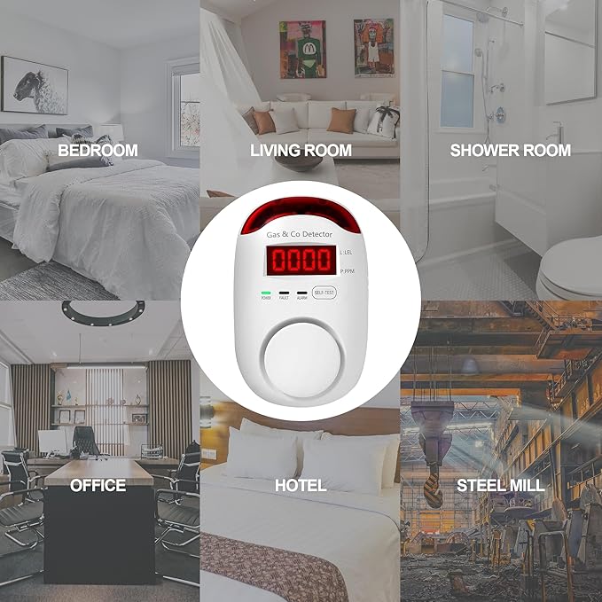 Combination Gas & Carbon Monoxide Detectors - Koabbit Plug in Carbon Monoxide Detector,Propane, Natural,Methane, Explosive Gas Detector Alarm & CO Detector Alarm for Home,Easy to Read - Image 5