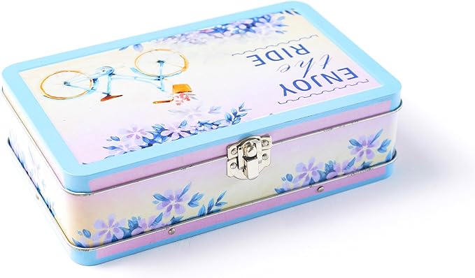 DAHO Metal Storage Box with Hinge for Office, School, Home, Makeup, Arts & Crafts and Accessories (Enjoy the Ride) - Image 3