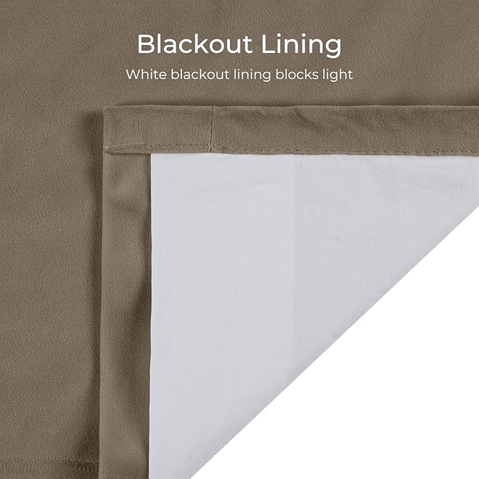TWOPAGES Luxury Velvet Curtain Pinch Pleated Taupe Curtain 102 inch Long Thermal Insulated Blackout Drapes for Bedroom Living Room Indoor Window (1 Panel,Taupe,84Wx102L) - Image 4