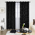 Deconovo Sliding Door Curtains 108 Inch Long, Blak Blackout Window Drapes, Privacy Soundproof Thermal Insulated Curtain with Wave Dots Silver Print, Grommet Top, Set of 2 Panels for Patio Door Bedroom by Deconovo