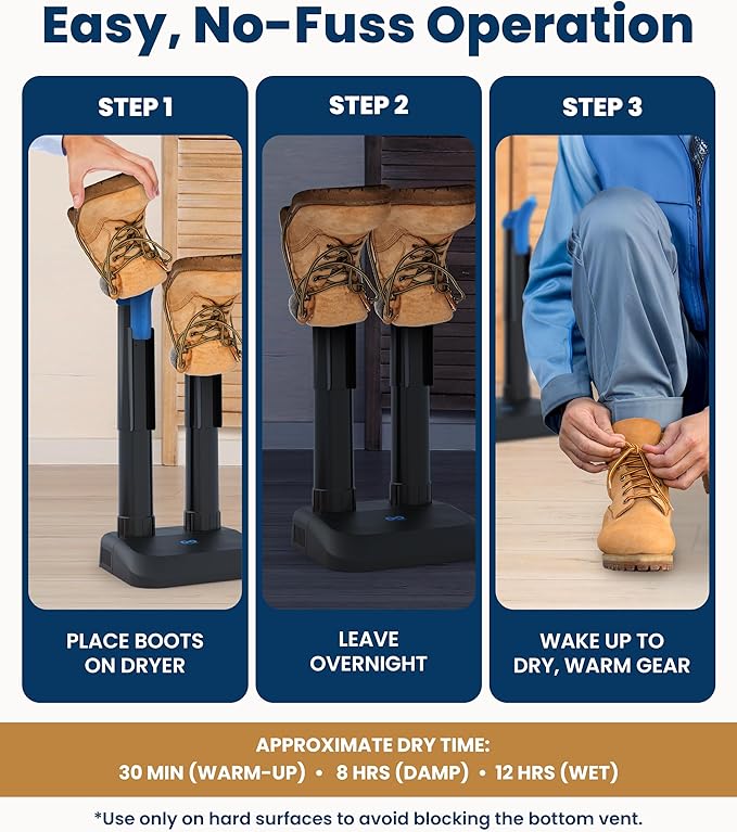 Everlasting Comfort Boot Dryer for Work Boots – Easy-to-Use, Silent & Energy-Efficient Boot Warmer and Shoe Dryer for Sneakers, Electric Fanless Convection Design to Reduce Odor (1 Pair) - Image 7