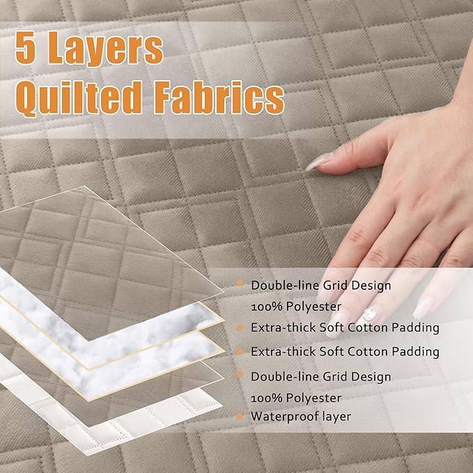 Arfntevss Waterproof Sectional Couch Covers L Shape Washable Velvet Sofa Cover for Sectional Non Slip U Shaped Corner Sofa Slipcover Sets Dog 6 Pcs Universal Furniture Protector (Light Khaki, Small) - Image 3