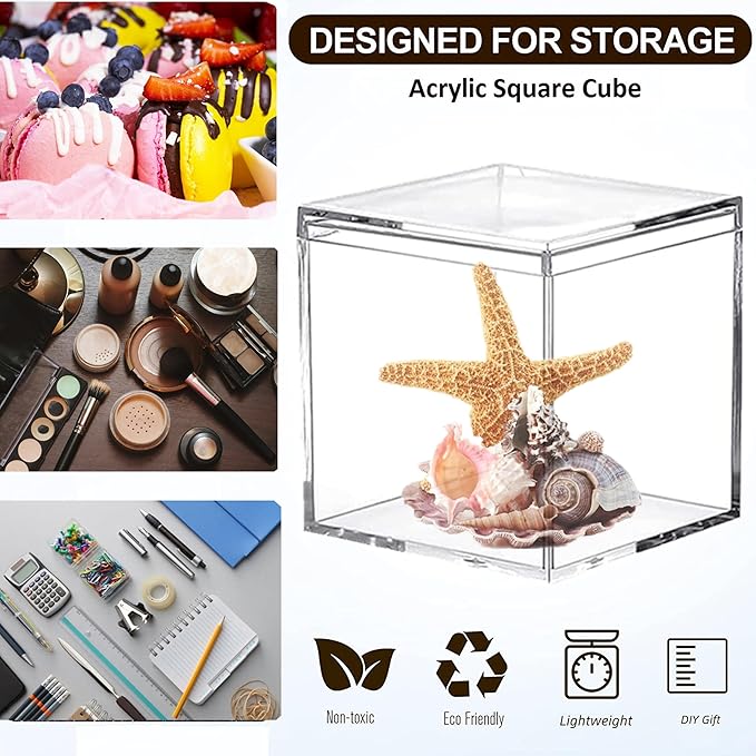 KissYou Acrylic Box with Lid 2 Pieces Small Clear Square Cube Small Mini Storage Box Plastic Containers Weddings, Party Gift Candy Boxes - Image 5