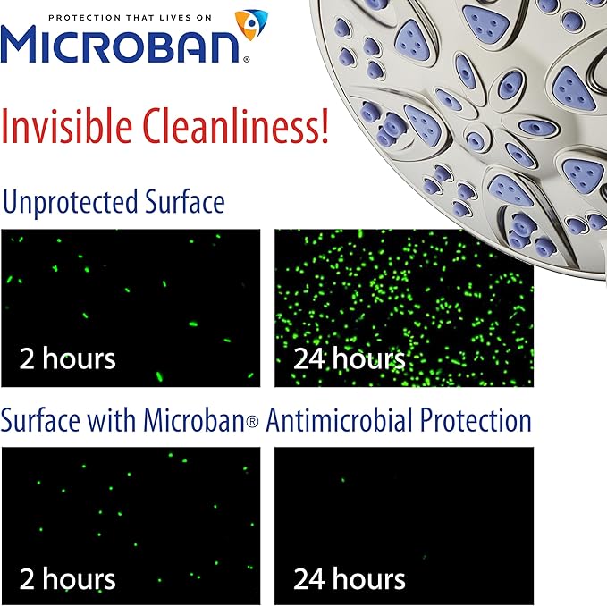 AquaDance Antimicrobial – Anti-Clog High-Pressure 6-Setting Shower Head with Microban Nozzle Protection from Growth of Mold, Mildew & Bacteria for Stronger Shower! 4" Sunset Blue - Image 4