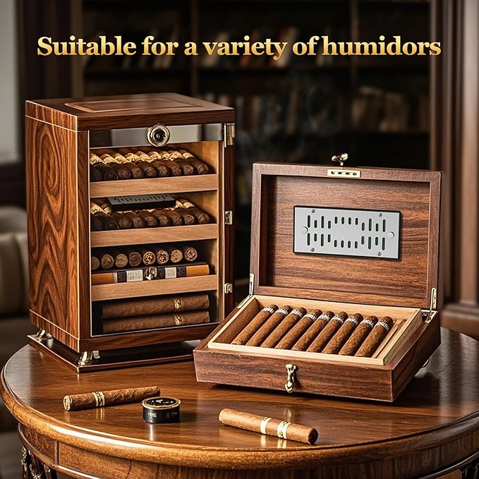 High-end Cigar Humidifier, Rectangular Cigar Humidifier Regulator with Manual Humidity Control Function, Cigar's Guardian Expert to Keep Cigars Fresh (Silver) - Image 2