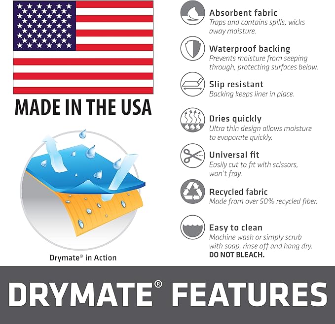 Drymate Premium Luxury Shelf & Drawer Liner, Thick Cushioned Fabric, Non-Adhesive, Absorbent, Waterproof, Slip-Resistant, Liners for Kitchen Cabinets, Cupboards (USA Made)(12”x59”)(2-Pack)(IndigoGrey) - Image 7
