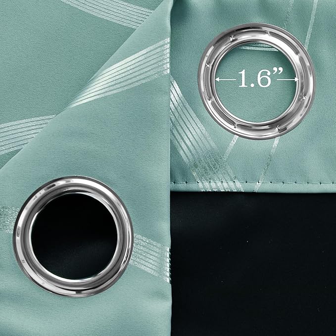NICETOWN 100% Blackout Aqua Blue Curtain Wave Pattern Panels 84 inches 2 Pieces, 52 inches Wide Light Reducing Thermal Insulated Solid Grommet Window Treatments/Drapes for Nursery - Image 3