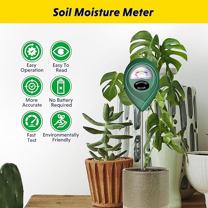 iPower 2-Pack Soil Moisture Meter for Plant Water Test Hygrometer Monitor for Garden, Lawn, Farm, Indoor and Outdoor Use, Tester, Green - Image 4