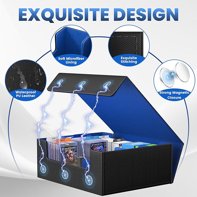 Card Storage Box For Trading Cards 1800+,Card Deck Box With 10 Dividers,6 Foam Stoppers,4 Supporters,Commander Deck Case Fit For Toploaders,MTG,YuGiOh,TCG and Magic Cards - Image 4