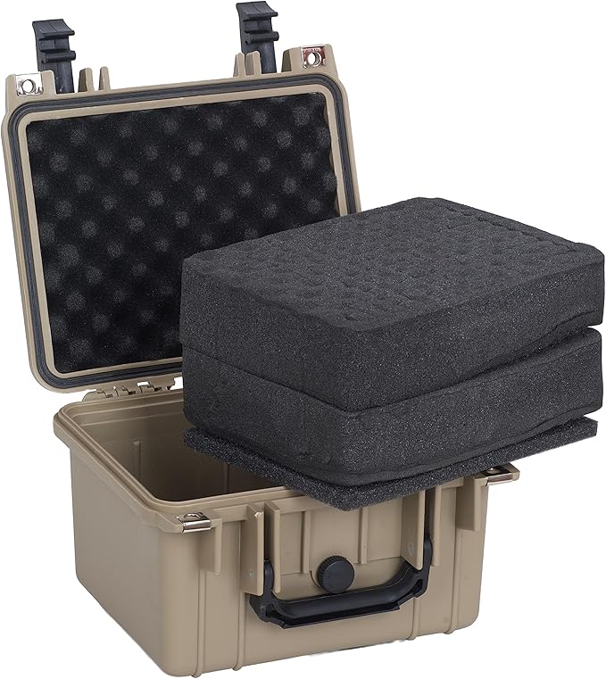 MEIJIA Portable All Weather IP67 Waterproof Camera Case,hard case with Customizable Fit Foam,Fit Use of Drones,Camera,Equipments,10.62 x9.68x6.87inches(Desert Tan) - Image 2