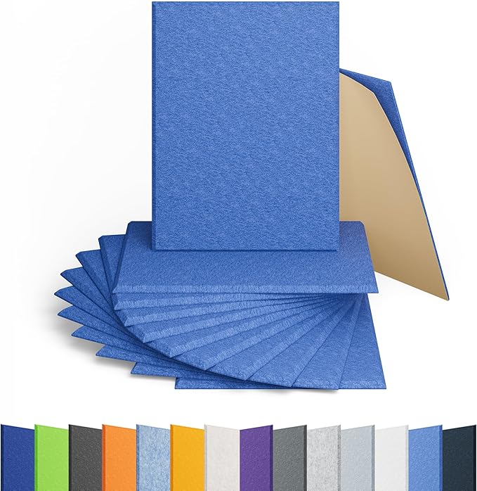 12 Pack Acoustic Panels Self Adhesive Sound Proof Foam, High Density Sound Acoustic Panel, 16X12X0.4 Inch 4:3 Rectangle Panels in Home, Office, Reccording Room, Studio,and more(Sky Blue) by Amantech